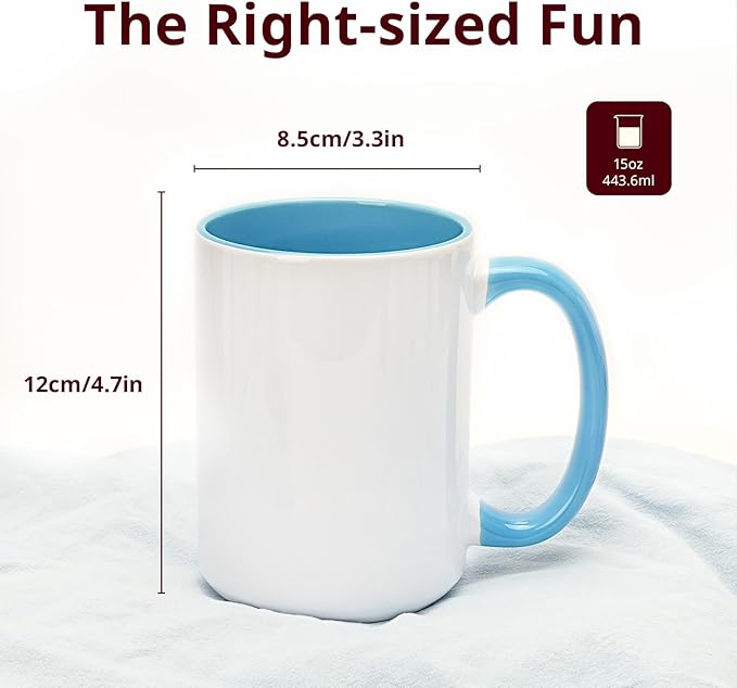 Ceramic 15oz Sublimation Coffee Mug (Turquoise, 12)