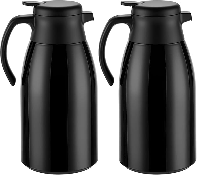 PARACITY Thermal Coffee Carafe with Stainless Steel Liner, Coffee Carafes for Keeping Hot, Double Walled Vacuum Insulated Coffee Urn for Coffee & Tea, Home & Office (2, 56oz)