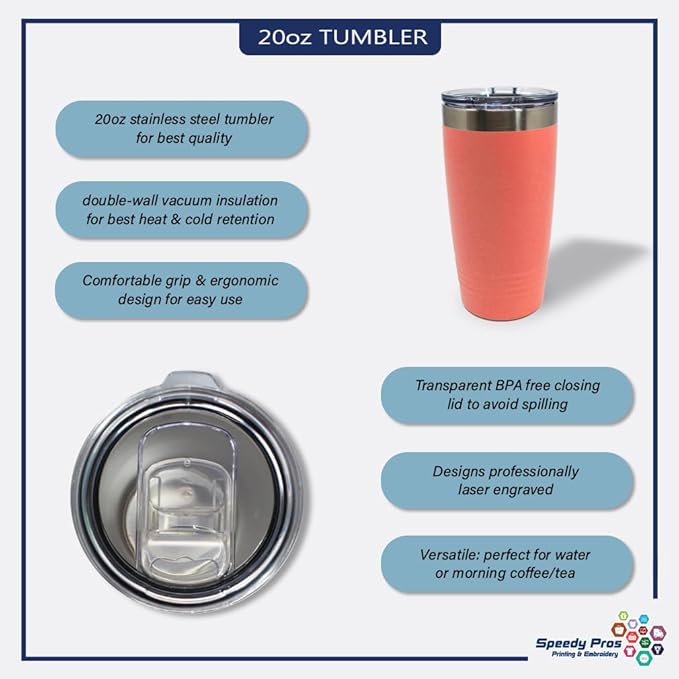 Tumblera Tumblers Travel Mugs Happy Birthday to You A Alphabet & Monograms Birthday Insulated Drinkware Personalized Tumbler Cups Coffee Tumbler Engraved Stainless-Steel 20 Oz Coral Design Only