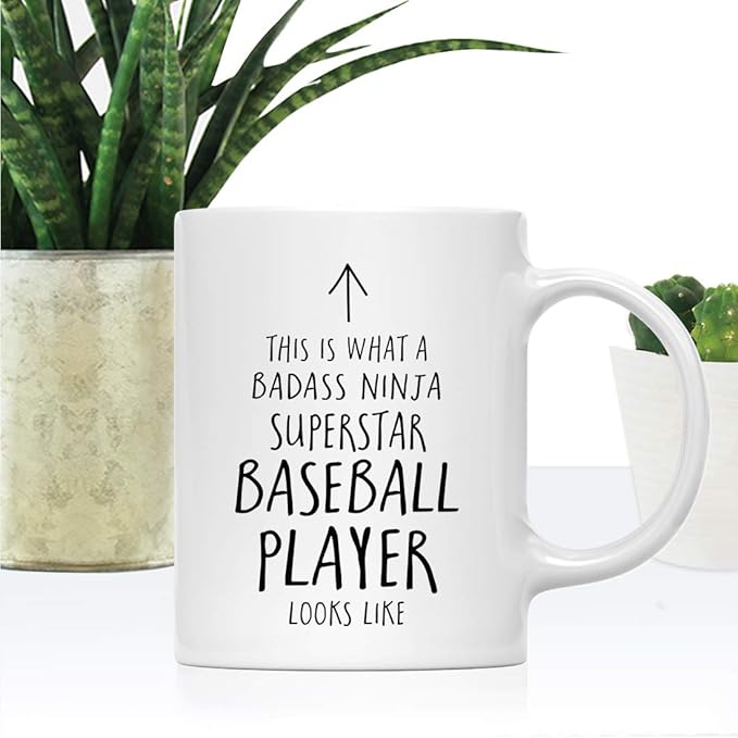 Andaz Press Funny 11oz. Ceramic Coffee Tea Mug Gift, This is What a Badass Ninja Superstar Baseball Player Looks Like, 1-Pack, Birthday Christmas Gift Ideas Coworker