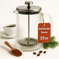 French Press Coffee Maker – 650ml / 22oz – Ribbed Glass Design – Borosilicate Glass with Stainless Steel Filter –Serves Small 4–5 cups