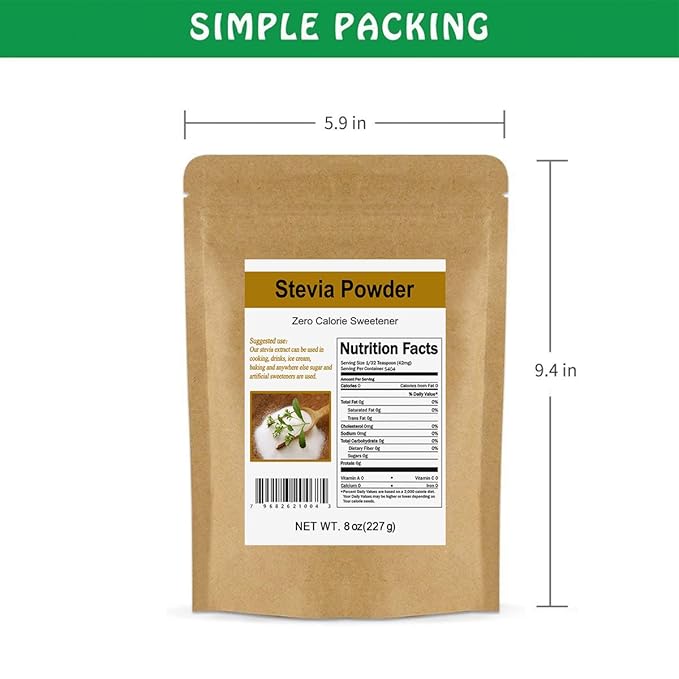 CCnature Stevia Powder Extract Natural Sweetener Zero Calorie Sugar Substitute 8 oz
