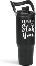SANDJEST Nurse Gifts for Women, I Will Stab You Nurses Tumbler with Handle 30oz Flip Straw Stainless Steel Coffee Travel Cup, Nurse Appreciation Gifts for Birthday Christmas Nurse Week Graduation