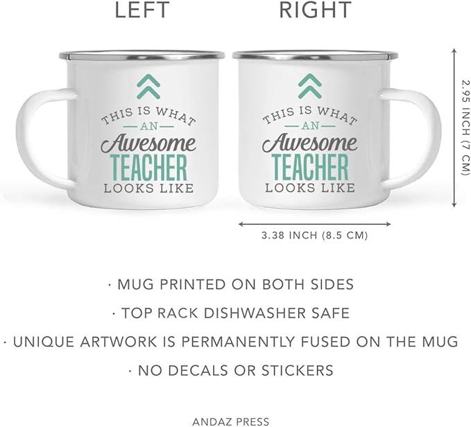Andaz Press 11oz. Stainless Steel Campfire Coffee Mug, Awesome Teacher Mug, Birthday Gift Idea, Includes Gift Box
