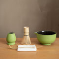 6-pcs Japanese Matcha Whisk Set, Handmade Ceramic Matcha Set with Bowl(Chawan),Bamboo Whisk(Chasen) and Holder, Scoop, Sifter & Tea Towel,Matcha Kit for Ceremony (Matcha Green)