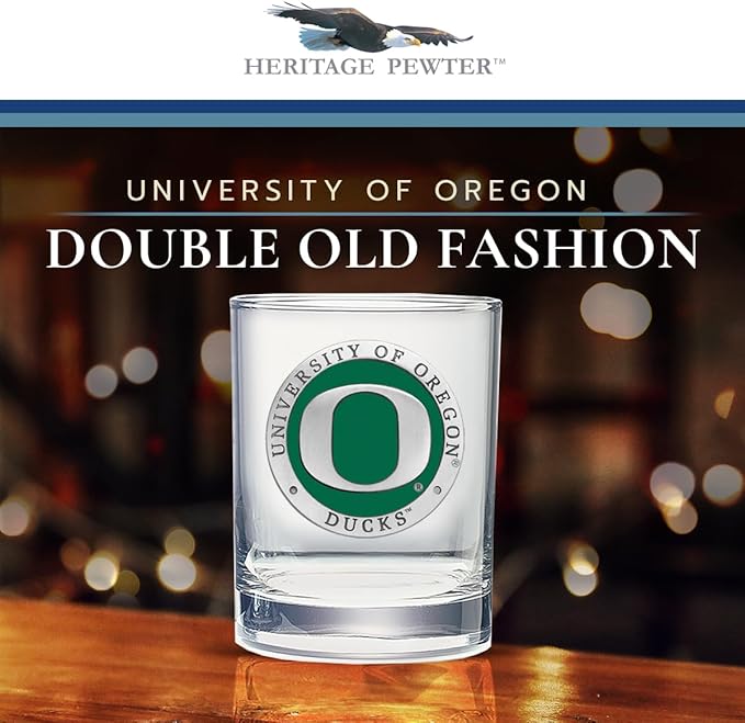Heritage Pewter Oregon Double Old Fashion | Double Rocks Glass 14 OZ for Liquor | Expertly Crafted Pewter Glass
