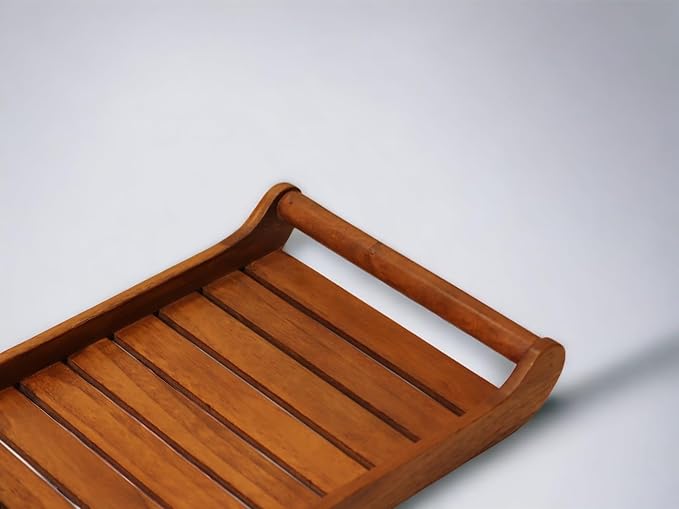 Vesta Homes Large Teak Wood Serving Tray for Home, Kitchen, Breakfast, Restaurant, Office Organizer, Dining Table | Premium wooden Trays |15*10*2.25 Inches | Handmade in India