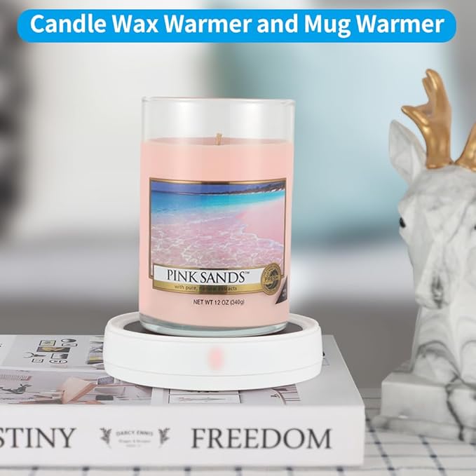 Wax Melt Warmer Burner Scented Candle Warmer Plate,3-1 Electric Coffee Mug Warmers,Fragrance and Heating Cup Warmers for Tea and Milk, Hot Chocolate as Gifts for Women（White-2PCS）