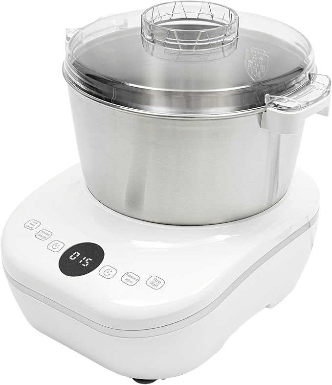 5L Electric Dough Maker with Ferment Function, 304 Stainless Steel Dough Mixer Machine with Digital Timer, Large Capacity Household Flour Kneading Machine for Pizza Bread Baking (White)