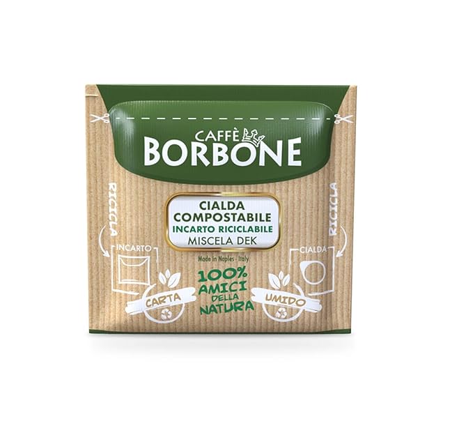Caffè Borbone Espresso Paper Pods, Green Blend, Decaffeinated, Medium Roast ESE Pods, Authentic Italian Espresso - 50 Count