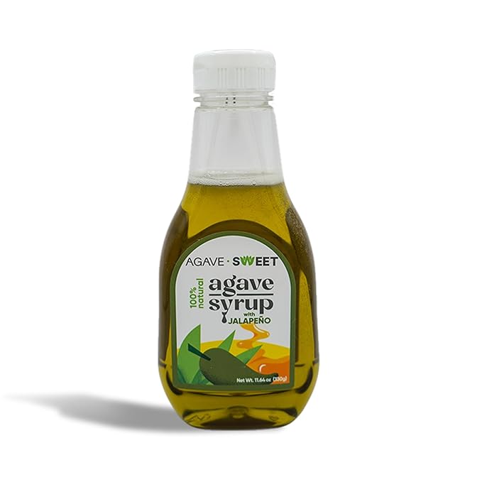 Agave Sweet – Jalapeño Infused Agave Syrup | Spicy Jalapeno for Cocktails | Vegan-Friendly Organic, 11.64 oz plastic bottle