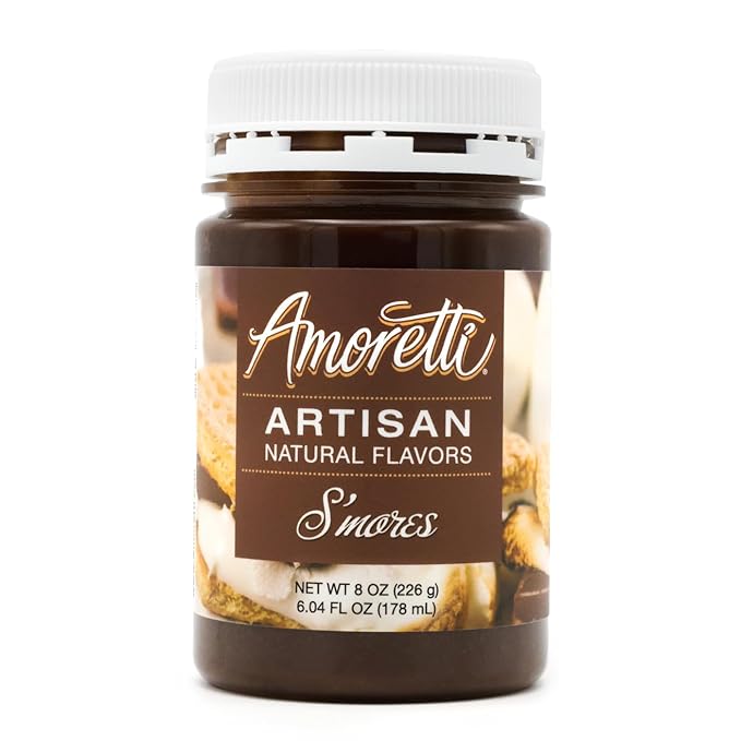 Amoretti - Natural S'mores Artisan Flavor Paste, 8 oz, Perfect For Ice Cream, Beverages, Cakes, and more, Preservative Free, Vegan, Gluten Free, No Artificial Sweeteners, Highly Concentrated
