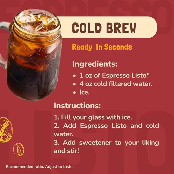 Mayorga Espresso Listo Concentrate Coffee, Organic Espresso Ready-to-Drink Coffee, 24 Servings Bottle, Bold Smooth Flavor, Cold Brew Style, Barista-Quality, Sustainably Sourced - 24.35 fl oz