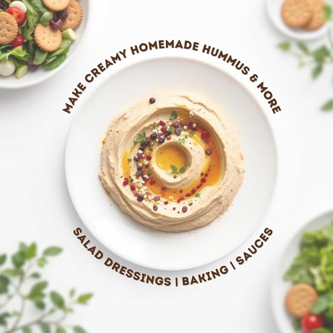 Organic Tahini Paste 16 oz (1lb) - Smooth Tahini Organic from Hulled Sesame Seeds - USDA Certified, Kosher, Gluten Free - Creamy Tahini Sauce & Sesame Paste for Cooking - The Holly Tree