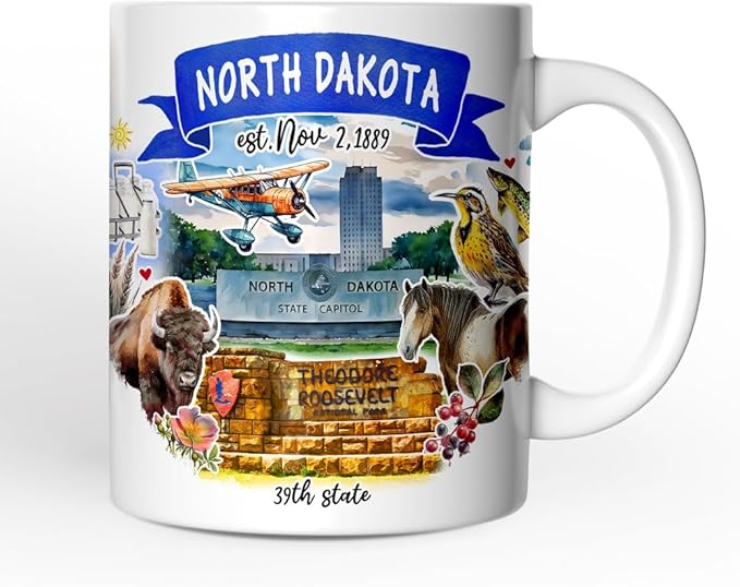 OrnamentallyYou Artistic North Dakota State Themes and Landmarks Mug