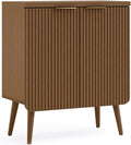 Sideboard Buffet Cabinet with Storage, Modern Fluted Accent Credenza with 2 Doors, Buffet Table Media Console Cabinet Entryway Cabinets for Living Room Kitchen Dining Room Bathroom, Walnut