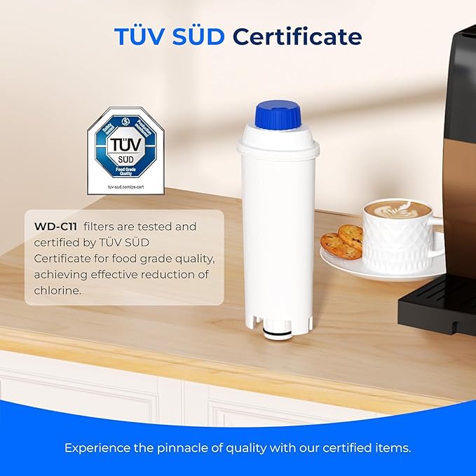 Waterdrop Coffee Water Filter, Replacement for De'Longhi® Filter, DLS C002 De'Longhi® Water Filter, ECAM/ETAM/EPAM Series, EC680/5, TÜV SÜD Certified (4 Packs）