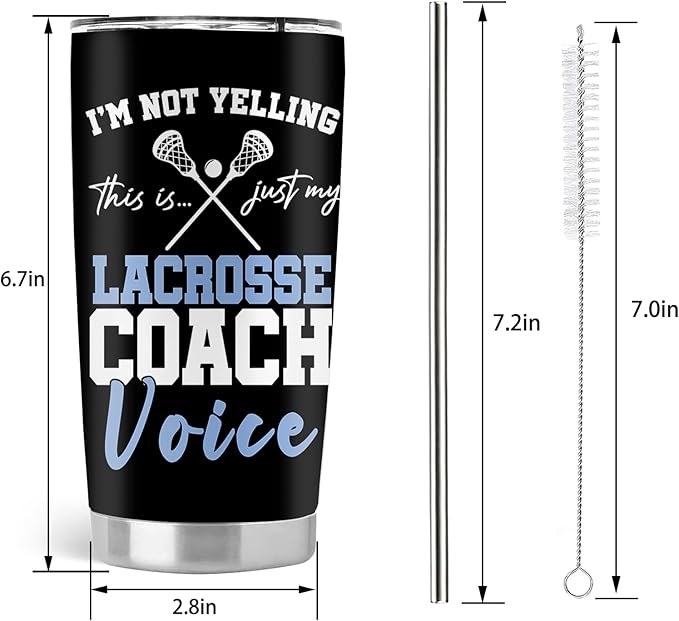 Lacrosse Coach Gifts, Lacrosse Gifts, 20oz Stainless Steel Tumbler with Lid Straw