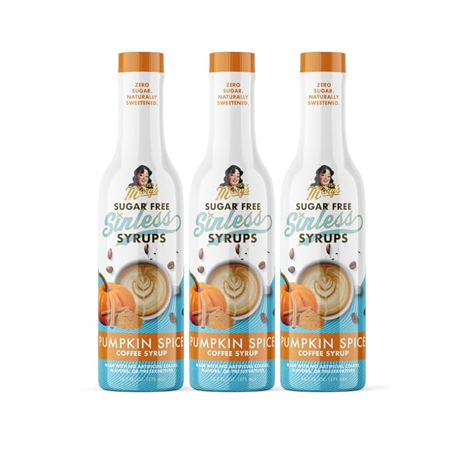 Sugar Free 3pk Pumpkin Spice Coffee Syrup - Stevia Based, No Sugar Alcohols or Sucralose, No Artificial Sweeteners, Natural Ingredients, Coffee Tea Cocoa Dessert, Keto Friendly, 3 Pack