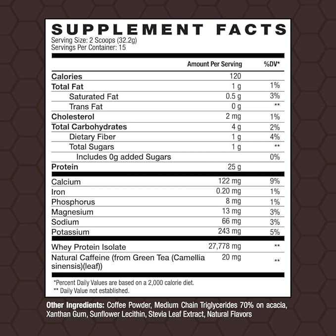 INVIGOR8 High Protein Coffee Powder 25 Grams Whey Isolate100mg Natural Green Tea Caffeine | 0 Added Sugar Keto Gluten Free 99.9% Lactose Free | Hot or Iced15 Serving 15 Servings (17 OZ, Original)