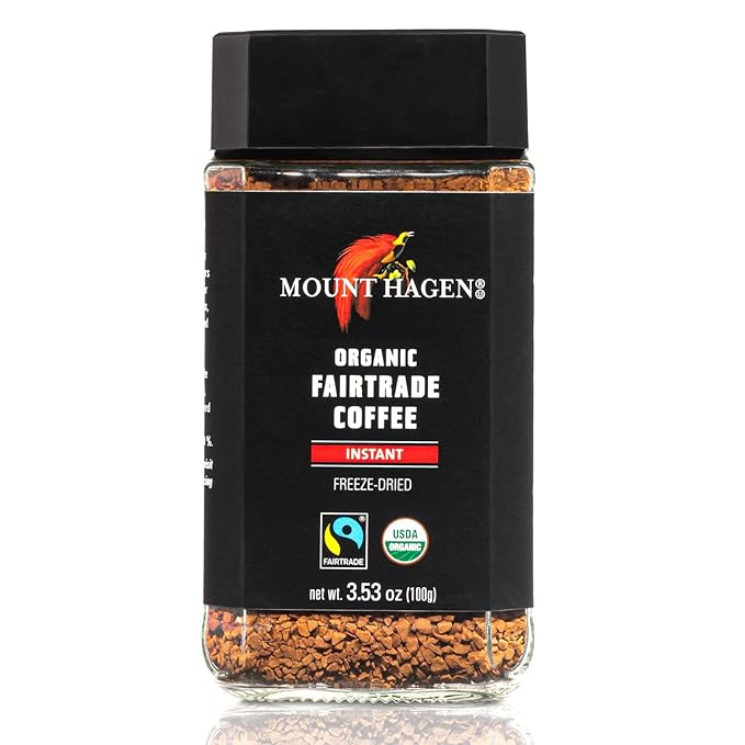 Mount Hagen 3.53oz Organic Freeze Dried Instant Coffee - 3 pack | Eco-friendly Coffee Made From Organic Medium Roast Arabica Beans | Fair-Trade Coffee Instant [3 x 3.53oz Jar]