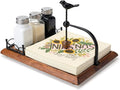 Elegant Flat Wooden Napkin Holder, Multifunctional Farmhouse Black Napkin Holder for Table, Kitchen, Outdoor Use, Includes Space for Salt and Pepper Shakers(Seasoning Jar Not Included)