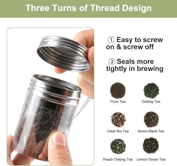 Tea Infuser Tea Strainer for Loose Tea, Stainless Steel Tea Ball with Chain Hook and Drip Tray, Extra Fine Mesh Tea Filter for Brew Tea, Spices & Seasonings (1Pack，1.96in）