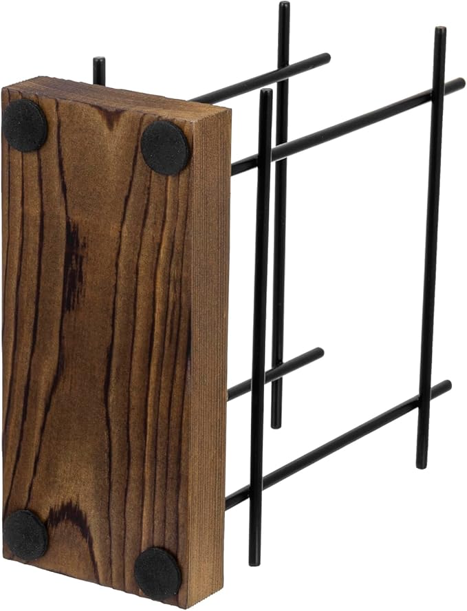 MyGift Matte Black Napkin Holders for Table & Kitchen, Metal Napkin Dispenser with Rustic Burnt Brown Wood Base, Decorative Holder for Paper Mail Bills Home/Dining Decor