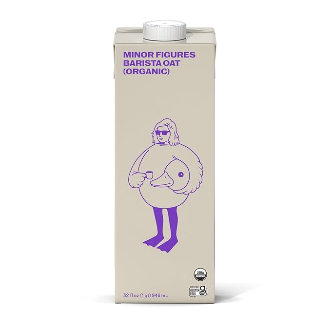 Minor Figures - Oat Milk - Organic - Barista Standard - 32 Oz - 6 Pack - Non-GMO - Plant-Based - Vegan - Dairy-Free - Shelf Stable - Unsweetened