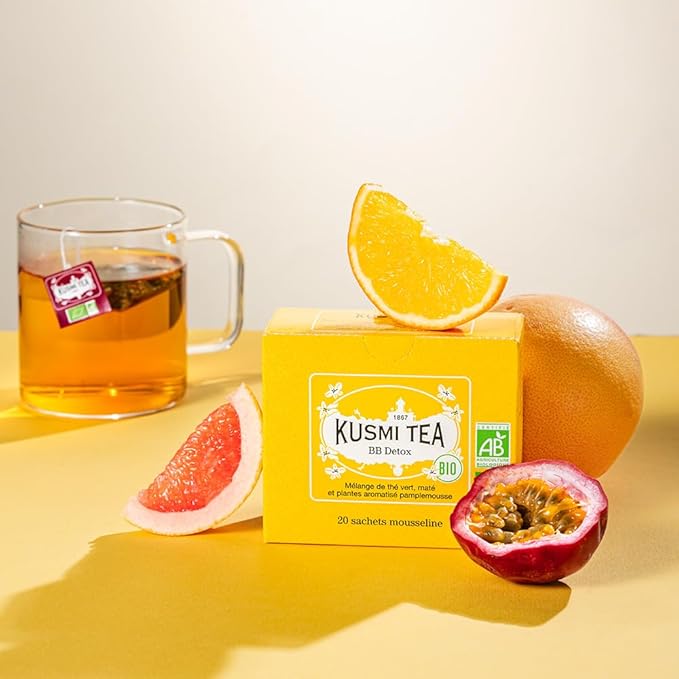 Kusmi Tea - Pack of 2 Boxes of Tea Bags - BB Detox - Iconic Detox Tea - 100% Organic - Blend of Green Tea, Mate & Grapefruit - Organic Flavored Yerba Mate - 2x20 Tea Bags