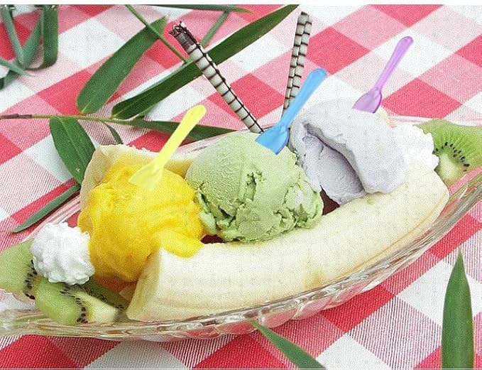 Extra Sturdy, Gmark 100pc 3" Assorted Multi-Color Taster Plastic Mini Spoons for frozen food, Ice Cream Dessert White 1 Box Set GM1002G