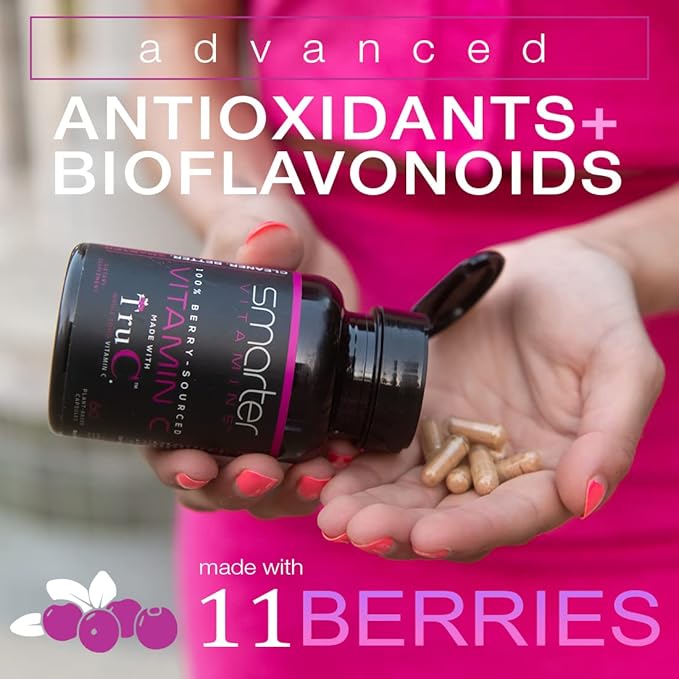 (5 Pack) Raw Whole Food Vitamin C from Berries, Premium Antioxidants, Bioflavonoids & Polyphenols, 300 Vegan Capsules