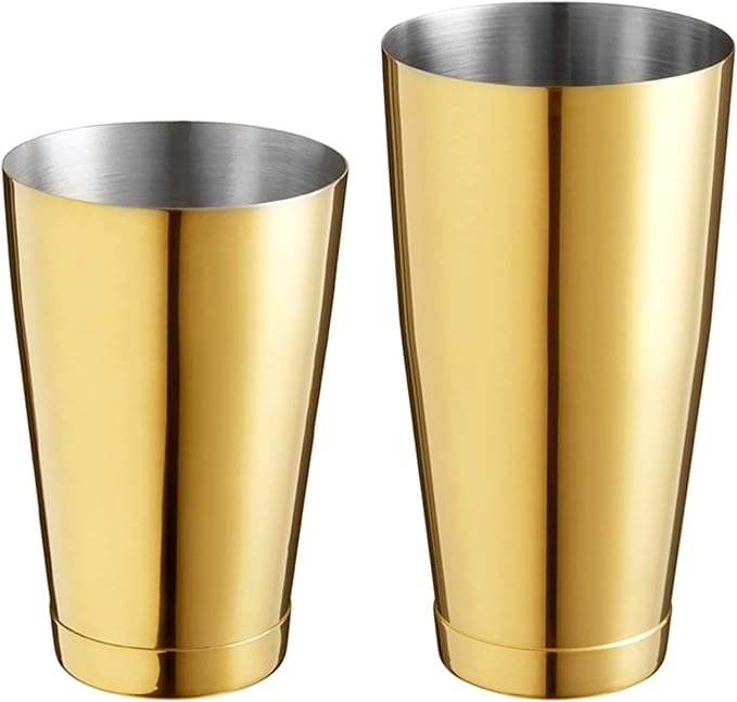 Homestia Boston Cocktail Shaker Set, 18 oz & 28 oz Stainless Steel Weighted Shaker Tins, Metal Martini Shaker Drink Mixer for Bartending, Professional Bar Tools for Bartender (Gold)