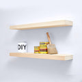 Homeforia 30 inch Wood Floating Shelves, High End Solid Natural Wood 30inch Floating Shelf for Wall, Unfinished Wooden 30 inches Floating Shelves, Heavy Duty Bracket, 30 X 6.5 X 1.75 in, Set of 2