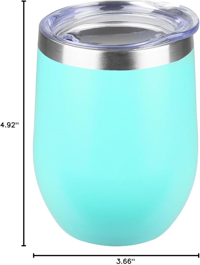 StarSpeed 12oz Wine Tumbler with lid, Stainless Steel Travel Mugs Stemless Double Wall Insulated Coffee Cup, Insulated Wine Glasses Travel Tumbler for Cold & Hot Drinks(Light Green, 1)