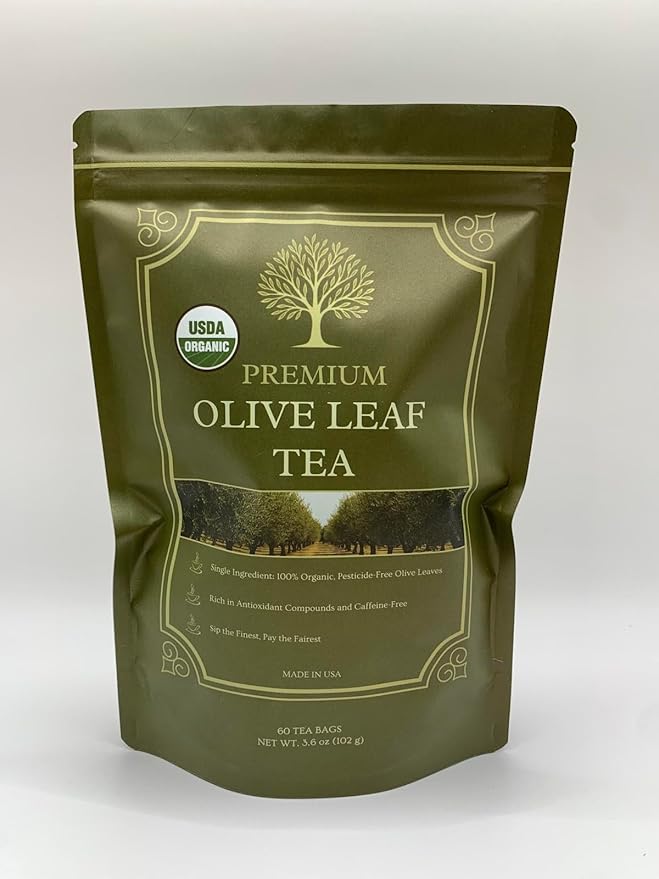 Organic Olive Leaf Tea (60 tea bags | 120 servings | 3.6 oz | 102g)