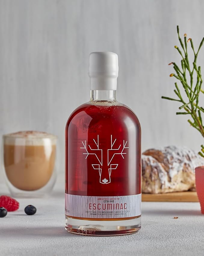 Escuminac Canadian Maple Syrup 500ml | Extra Rare Amber Grade A | Smooth & Rich Taste | Organic Gourmet Gift, Souvenir, Holiday & Birthday Treat, Thanksgiving Essentials