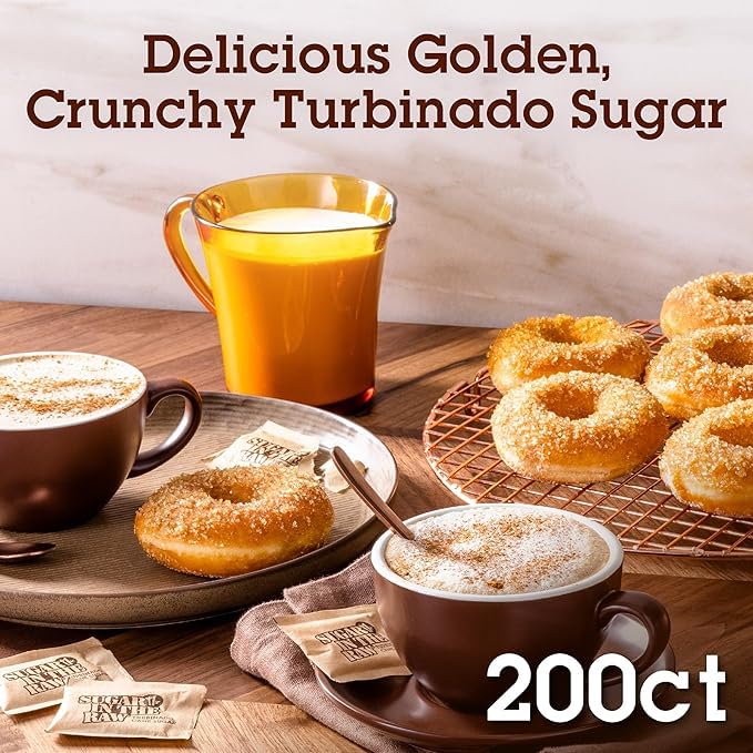 Sugar Raw/Raw Natural Cane Brown Sugar Turbinado, 500 Count, Pack of 1, Natural Sweetener for Drinks and Baking Packets for Home, Office, Coffee, Bar, Gift,Restaurants, & Coffee Stations