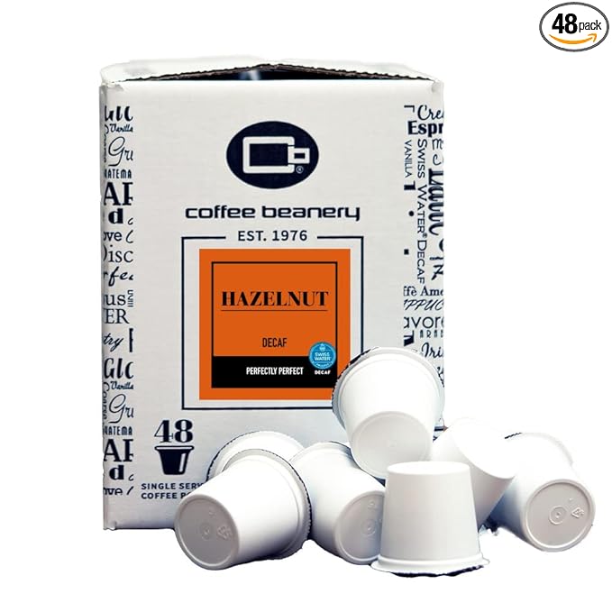 Hazlenut Decaf Coffee Pods by Coffee Beanery | 48ct Bulk Medium Roast Arbica Coffee