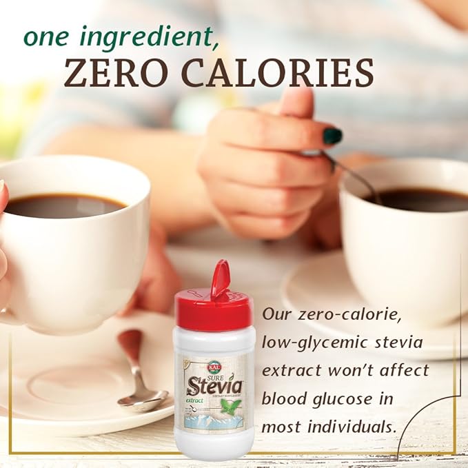 KAL® Sure Stevia Extract Powder, 1.3 OZ. | Best-Tasting, Zero Calorie, Low Glycemic | 730 Servings