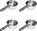 1/2 Cup Stainless Steel Measuring Cup | Sturdy Metal 125 ml | 125 cc | 4 oz | Single Cup for Wet and Dry Ingredients | Great for use as 1/2 Cup Dog Food Scoop - 4 PK