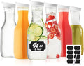Water Carafe with Lid, 50 Oz Round Plastic Pitcher for Drinks, Milk, Mimosa Bar Supplies, Iced Tea, Juice Containers with Lids for Fridge, BPA-Free, NOT DISHWASHER SAFE, 6 Pack