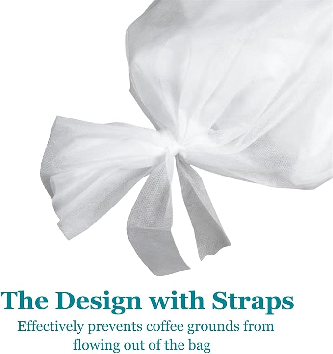 Yzurbu 100pcs 16''x20'' Cold Brew Coffee Filter Bags, No Mess Disposable Filter Bag with Straps for Coffee Shop 5-Gallon Systems