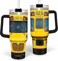 SANDJEST School Bus Driver Gift, 40oz Stainless Steel Insulated Coffee Tumbler With Lid & Straw, Travel Mug Appreciation Gift for Men Women Christmas Birthday Back To School