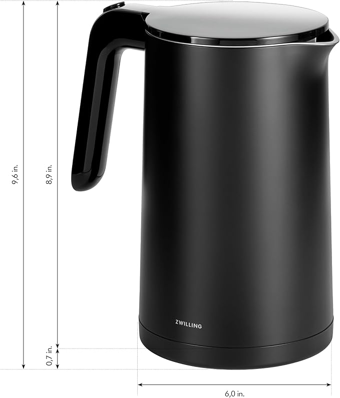 ZWILLING Enfinigy Cool Touch 1.5-Liter Electric Kettle, Cordless Tea Kettle & Hot Water - Black