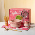 Matcha Kit 7-Pcs matcha whisk set, Measuring Spoon, Japanese Tea Making Tools,Cha, tea bowl, pink matcha set (pink)