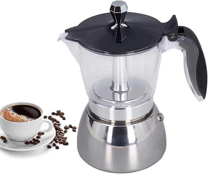 Fdit Coffee Maker Stainless Steel Pot 6 Cup Espresso Coffee Machine Stovetop with Filter Espresso Machine for Abs