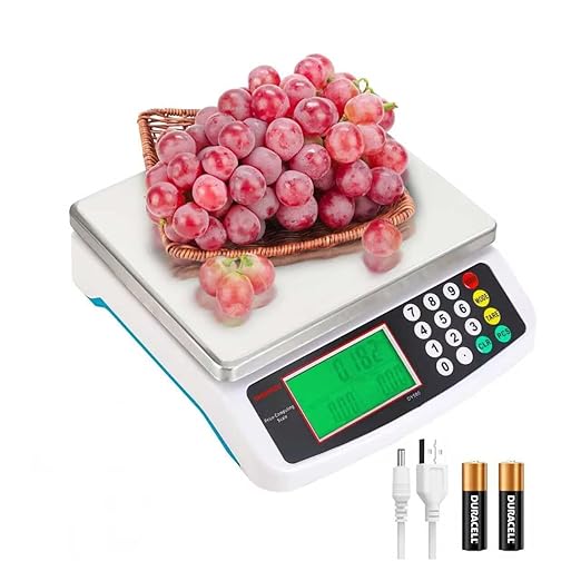 Large Digital Kitchen Scale 30KG Commercial Food Scale 66LB for Baking Bread Meat Stainless Steel Price Computing Scale LCD Display,Prep Counting Scale for Parts and Coins Adapter Included (Black)