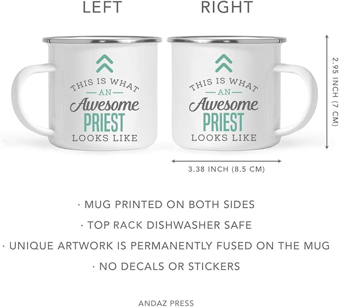 Andaz Press 11oz. Stainless Steel Campfire Coffee Mug Gift, This is What an Awesome Priest Looks Like, 1-Pack, Birthday Gift Ideas Coworker Him Her, Includes Gift Box