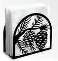 Pine Cones Decorative Black Metal Napkin Holder for Table, 5.3" x 4.9" x 1.9" Pine Cones Standing Napkin Holder for Home Kitchen Restaurant Picnic Party Coffee Bar Dining Room